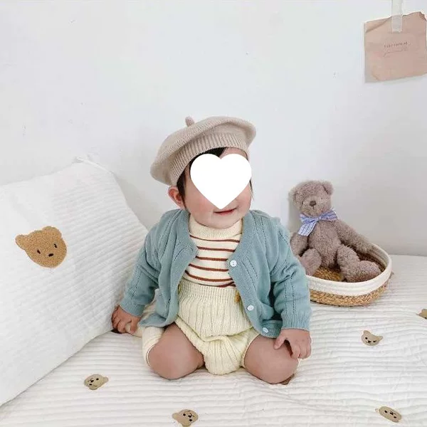 New Spring and Summer Hollow-Out Knit Cardigan for Infants and Toddlers, Thin Style, Sun-Protective, Breathable Air-Conditioning Jacket for Boys and Girls