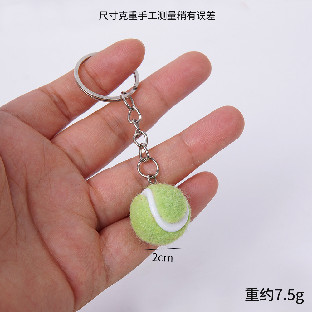2cm 작은 밝은 녹색 테니스 공 열쇠고리 스타일