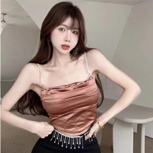 Tank top, underwear as outerwear, diamond, straps, short top with cups, backless