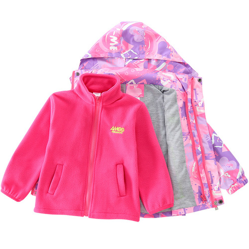 Children's three-in-one detachable down jacket autumn and winter clothing 2024 new style thickened coat for girls middle and large children's tops 
