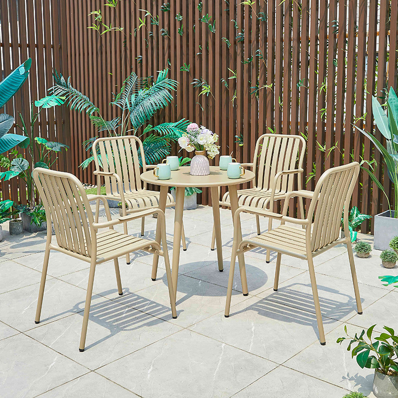 Mesa y silla al aire libre patio terraza al aire libre terraza villa jardín impermeable protección solar aleación de aluminio set mesa de té silla