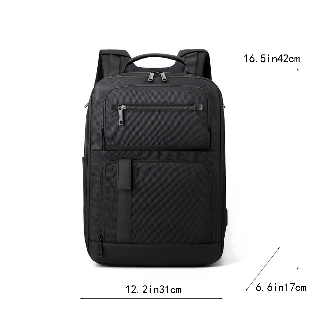 Cross-border nuevo hombre de moda bolso de negocios ocio simple mochila negra mochila de textura alta impermeable