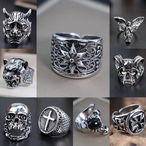 Trendy Metal Ring for European and American Men, Retro Cool and Stylish Design, Totem Geometric Men's Ring Collection