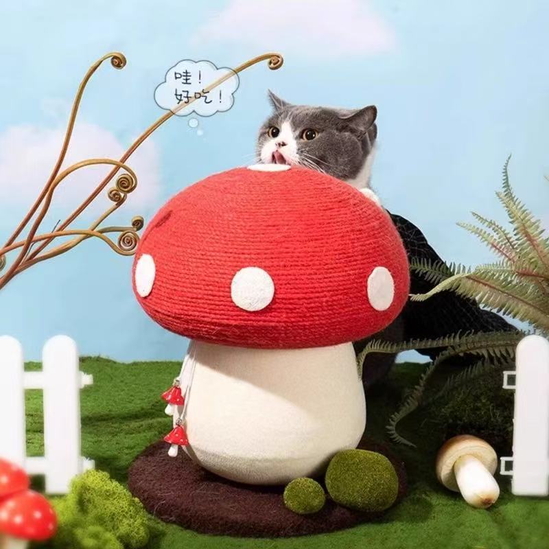 Red Mushroom Cat Climbing Rack Sisal Simulation Mushroom Cat Scratch Column Wear-resistant Cat Toy Scratch Board Anti-cat Scratch Cat Grinding Toy