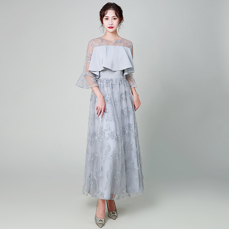 Vestido de las mujeres Sudeste de Asia shopee2024 nuevo largo elegante adelgazamiento manga larga generalmente usable vestido de Dama