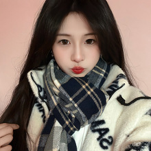 格子围巾女2025新款冬季高级感氛围感仿羊绒保暖加厚护颈围脖批发