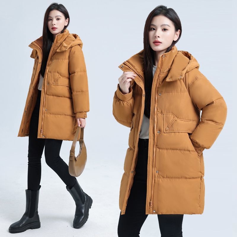 Casual mid-length cotton jacket versatile women's mid-length loose thickened down cotton jacket cotton jacket winter warm jacket