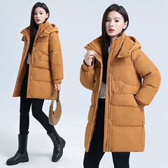 Casual mid-length cotton jacket versatile women's mid-length loose thickened down cotton jacket cotton jacket winter warm jacket