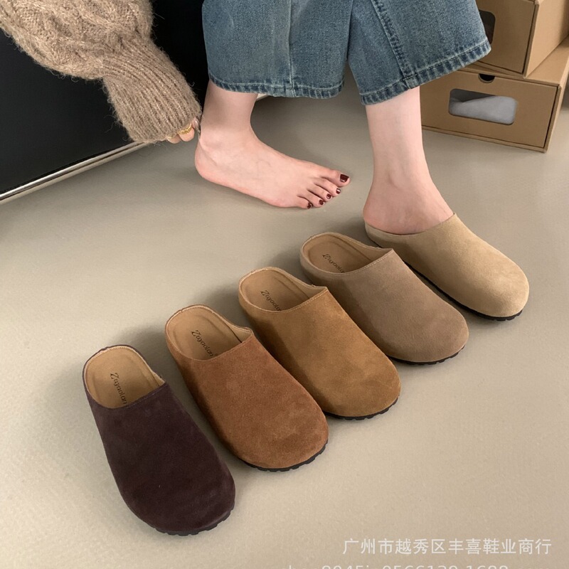【現物本革ベーケン】踏み雲梯クラシックモデルソフト底本革豆靴レトロ丸頭包頭靴|undefined