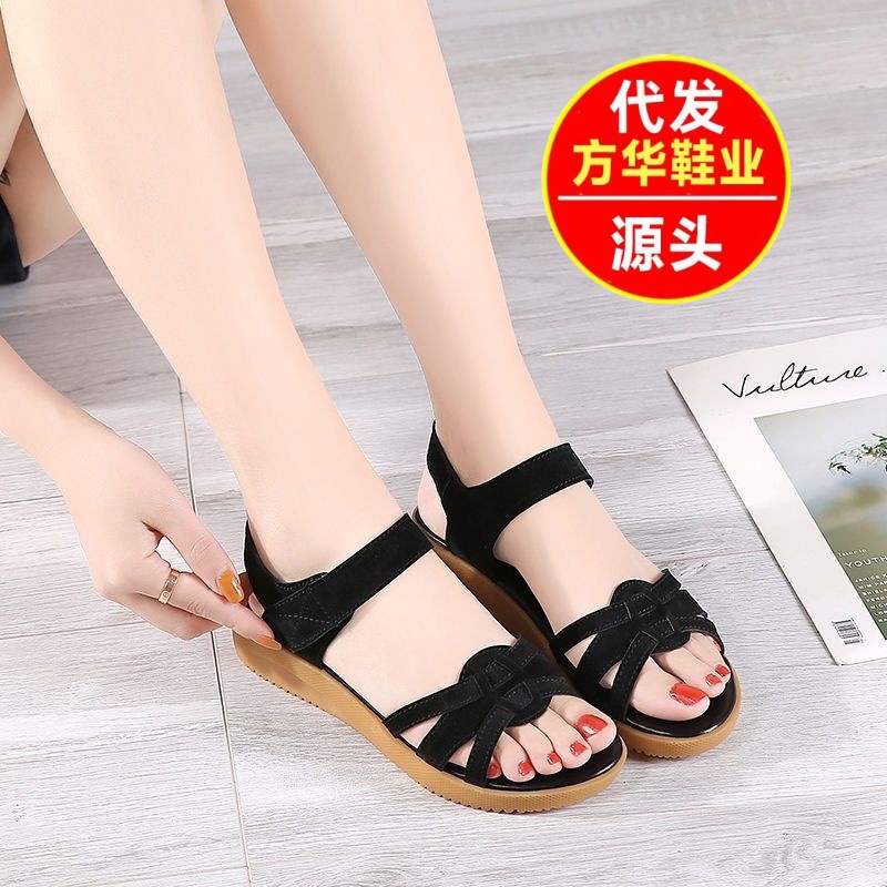 2026 nuevo verano de sandalias de tejido ligero y cómodo antideslizante superficial velcro para mujeres sandalias de estilo romano