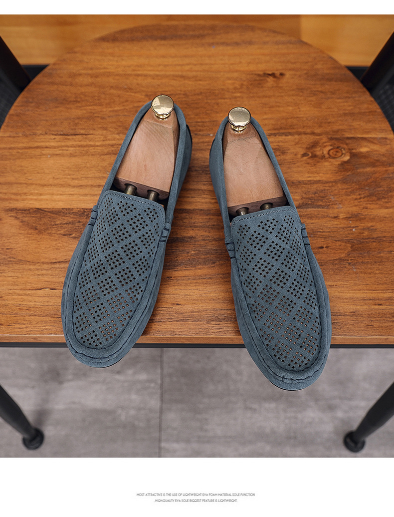 Permeable hollow casual trend men's shoes a slip-on low-help foot loafers_voghion.com