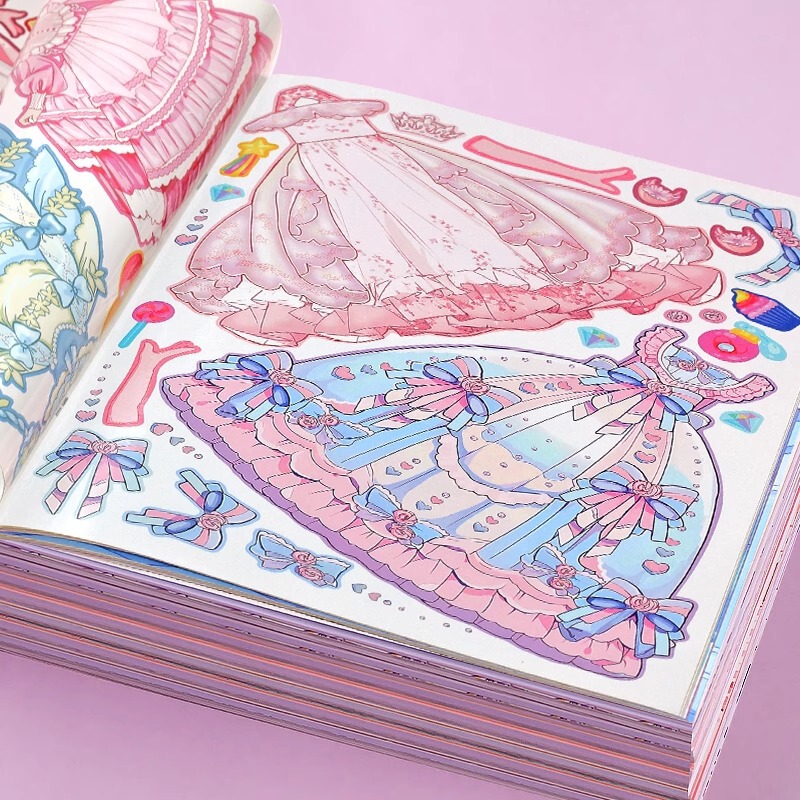 プリンセスドレスアップステッカー女の子子供漫画キャラクターフォーカスドレスアップブックかわいいステッカー手作りステッカーおもちゃ|undefined