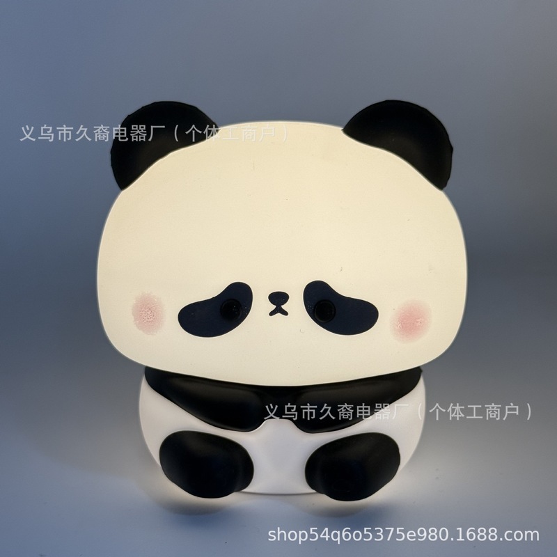 led拍拍小夜灯熊猫灯三档调光七彩定时充电柔光趣味拍拍硅胶灯|undefined