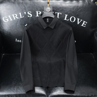 Fake Two-piece Shirt Sweater Men's 2024 Autumn and Winter New Fashionable Korean Style Slim-fit Casual Base Shirt 3623