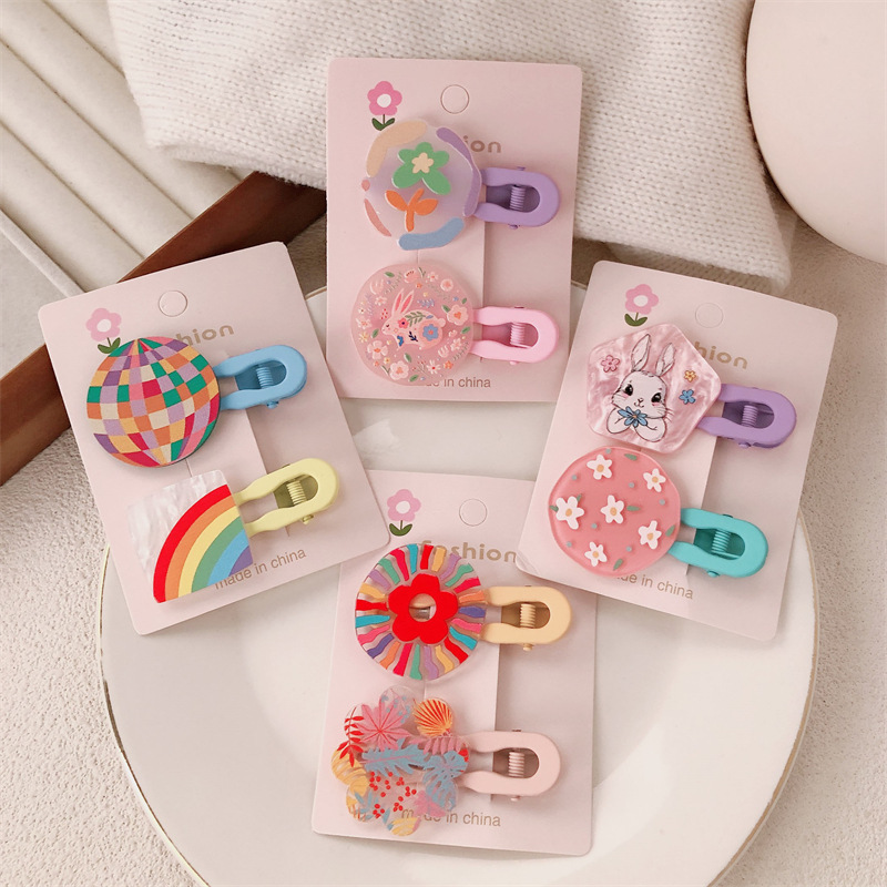 Cream Candy coreano para niños impresión de color flor gran patrón de patrón de boca de pato para niñas padres e hijos pintados en pulverización de colores