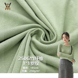 250G竹纤维1*1罗纹 棉氨混纺针织面料 打底衫连衣裙时装领口布料
