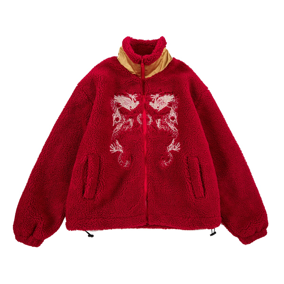 Otoño e Invierno de la moda nacional de lana de cordero de terciopelo de algodón acolchado abrigo suelto BF hombres y mujeres pareja desgaste collar abrigo engrosado abrigo de algodón acolchado color sólido todo a juego