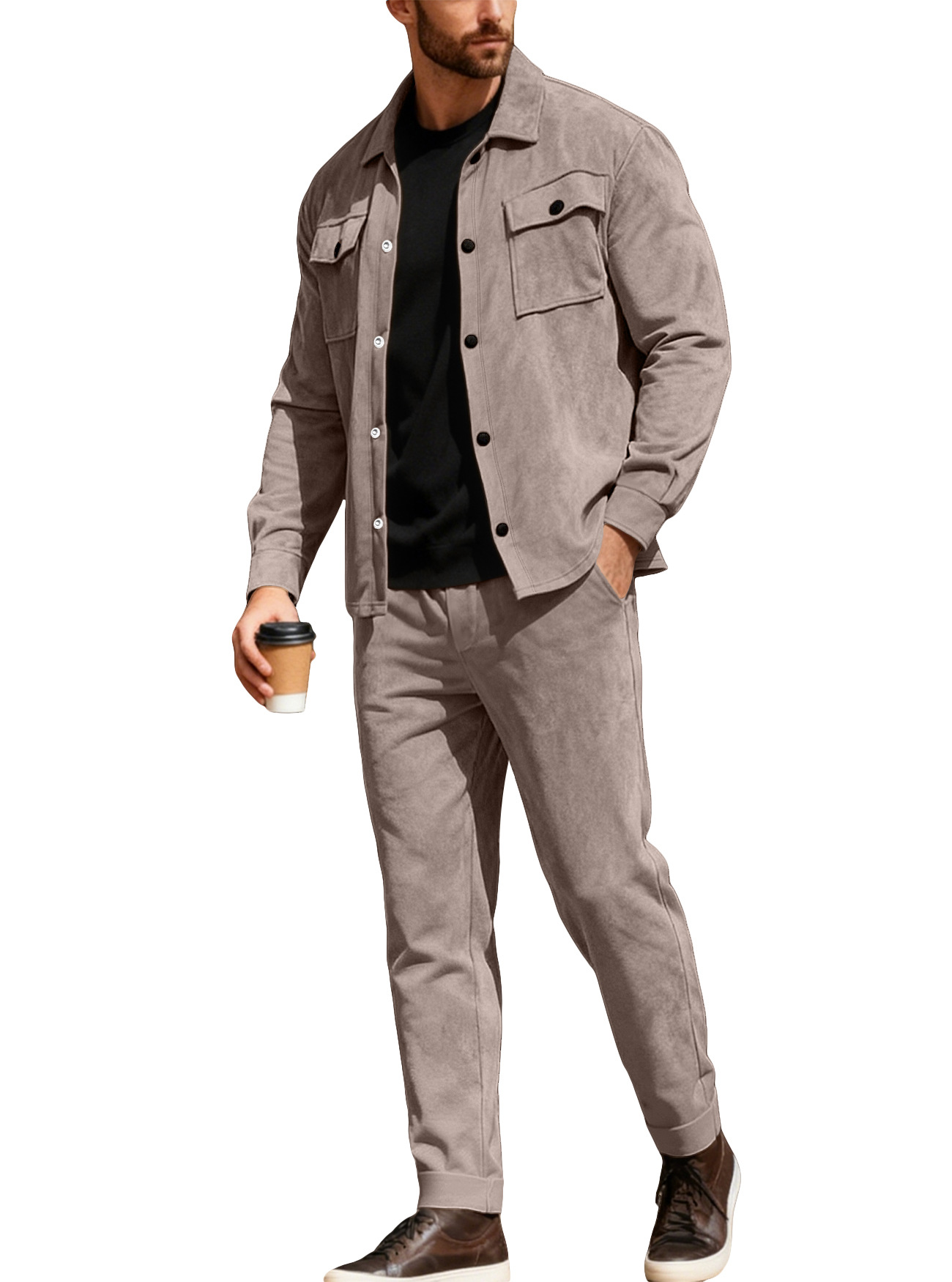 26 transfronterizos Europa y América Amazon hombre ropa de vestir primavera y otoño deportes casuales de peluche chaqueta de correa de negocios pantalones