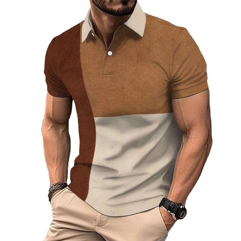 Nueva camisa de golf europea y americana transfronteriza camisa de polo con estampado de letras de manga corta color sólido gráfico 3d camisa POLO de tres botones