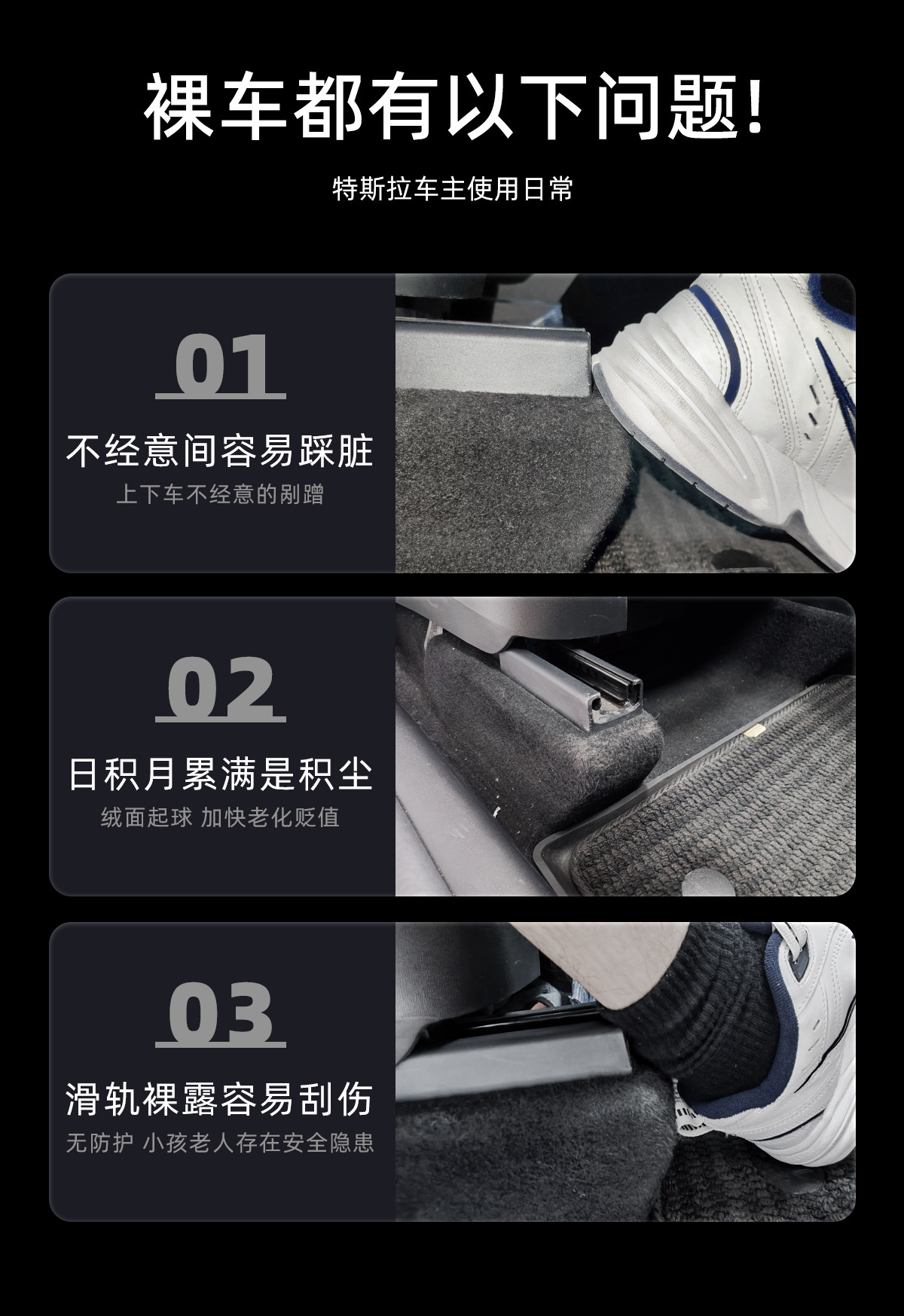 Suitable for Tesla's New Model Yl Seat Lower Rail Corner Protectors and Rear Seat Protectors, Complete Set of Felt Protection
