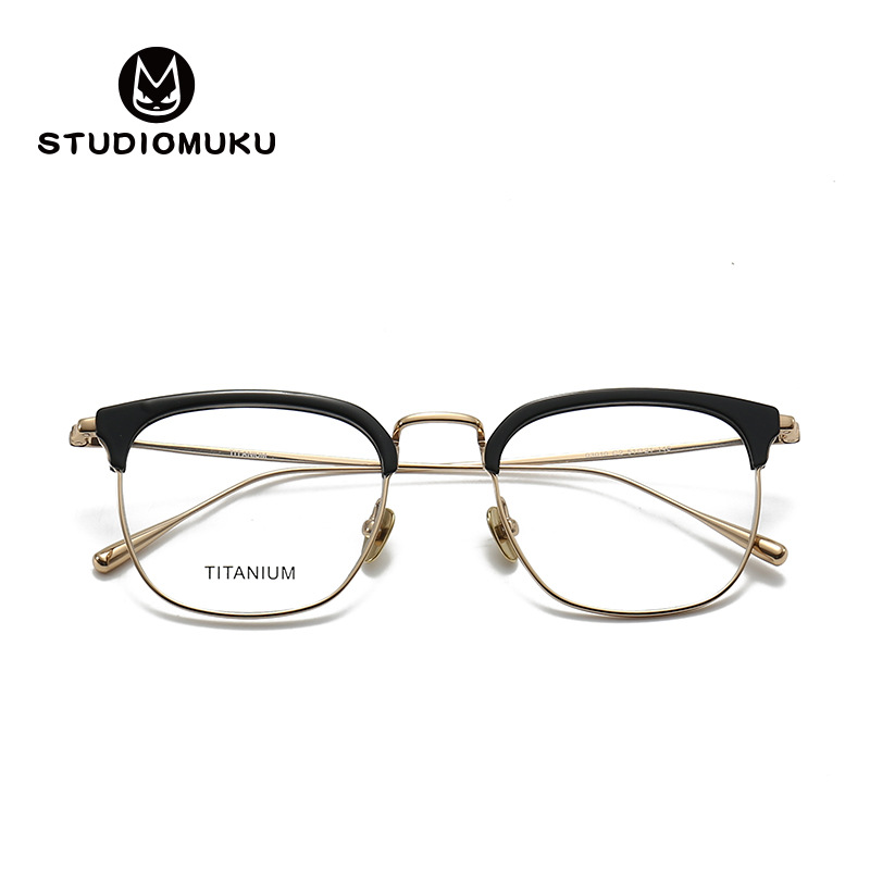 STUDIOMUKU gafas de madera cool todo el marco retro con un diseño fino y ligero gafas para la miopía de cejas