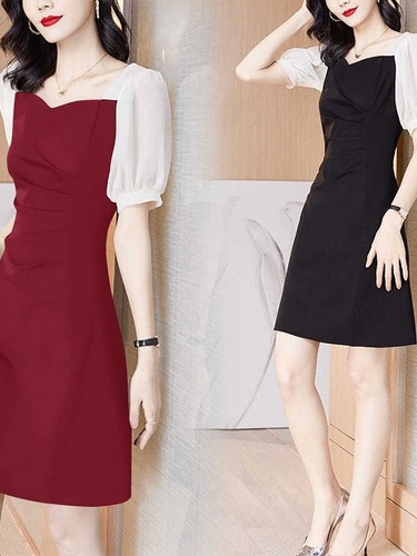 Women's Summer 2025 French-style waist-cinched medium-length slimming invisible figure elegant lady Audrey Hepburn style dress