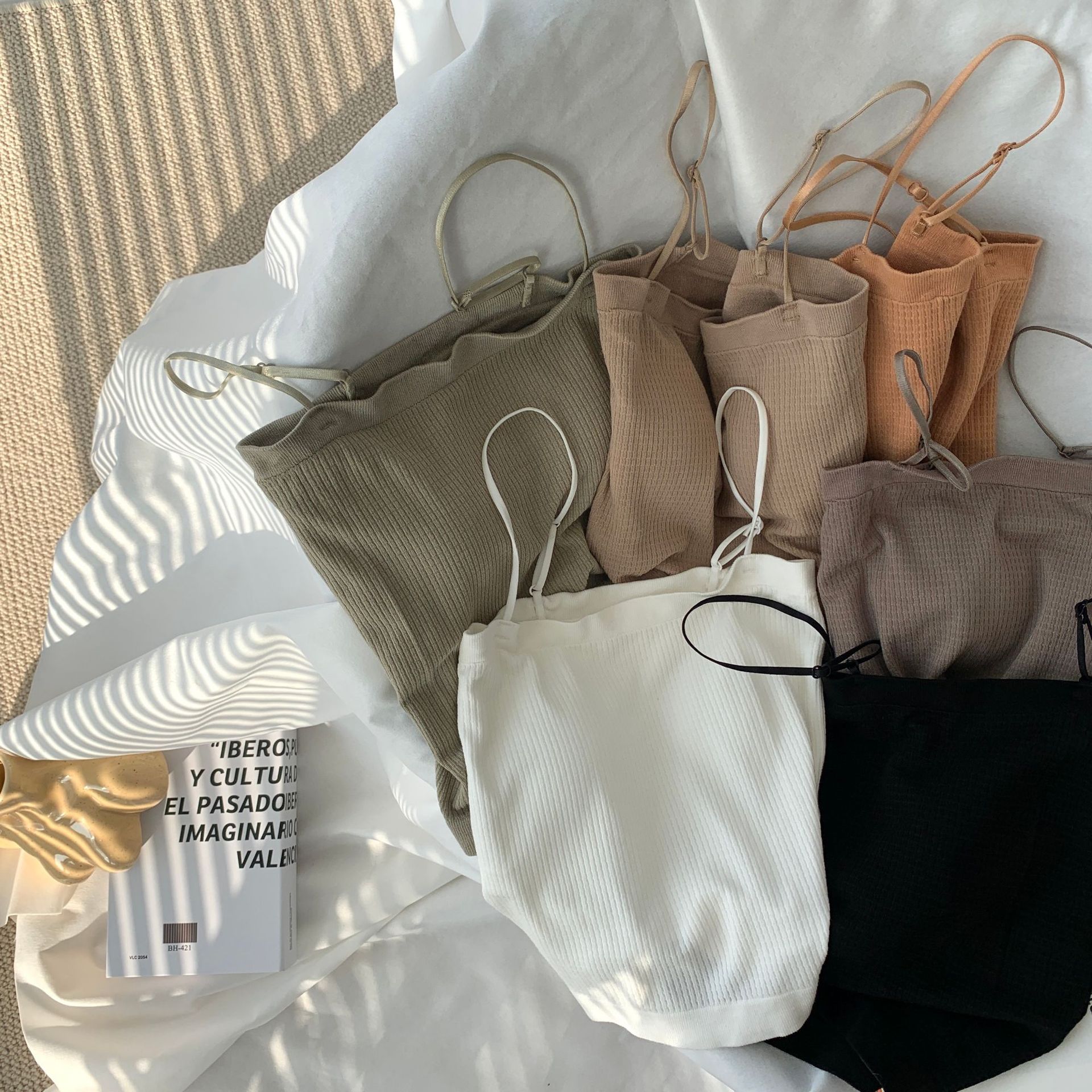 Nuevo Chaleco de waffle puro algodón sin costuras de una sola pieza taza fija abrigo de pecho todo partido ropa exterior chaleco casual