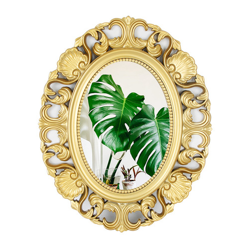 European classical elliptical decorative mirror, bathroom mirror wall-mounted, retro mirror entryway mirror bathroom wall hanging