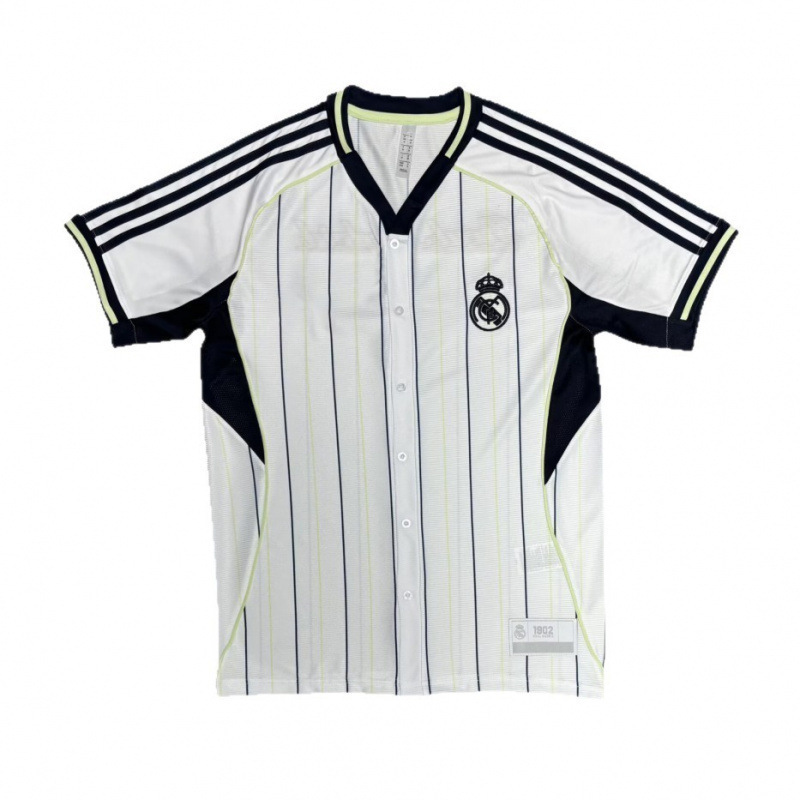 2526 Real Madrid Baseball Style Jersey Bellingham Same Style Trendyy Casual Breathable Stripesd Baseball Shirt