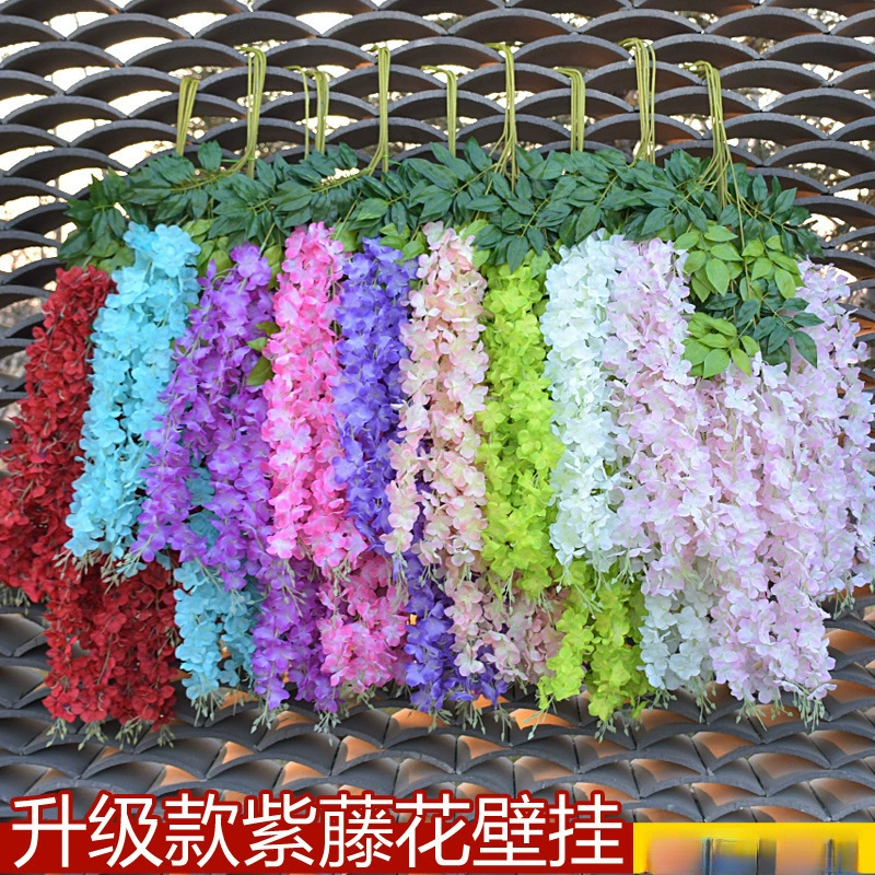 Оптовая продажа искусственных цветов вистерии, имитирующих тофу, длинная гирлянда, шелковая настенная/потолочная композиция, гортензия, свадебный/туристический декор
