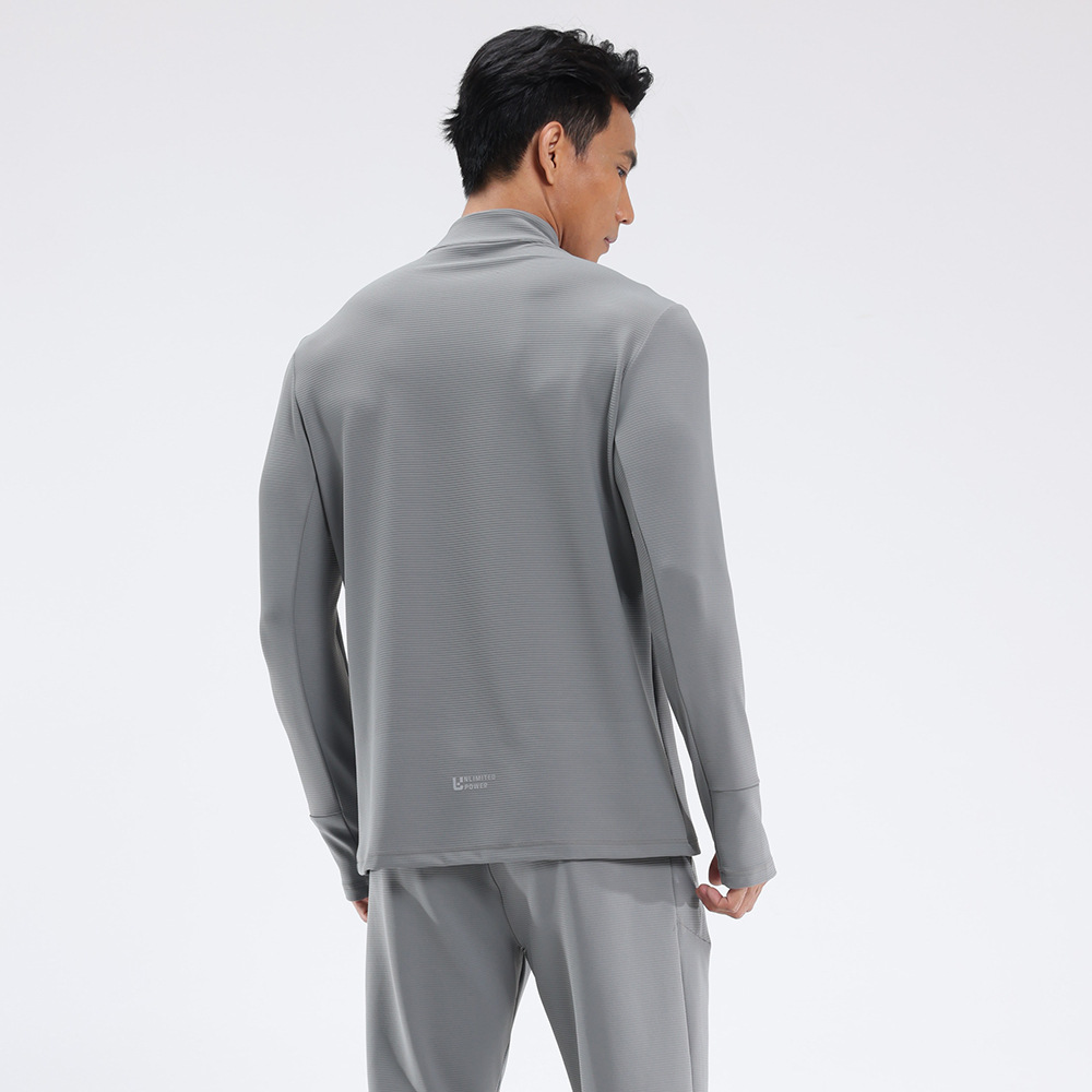 lulu hombre al aire libre mangas largas ropa deportiva rápida secado camiseta de cuello vertical chaqueta de semia cremallera montaña ropa de ciclismo para correr