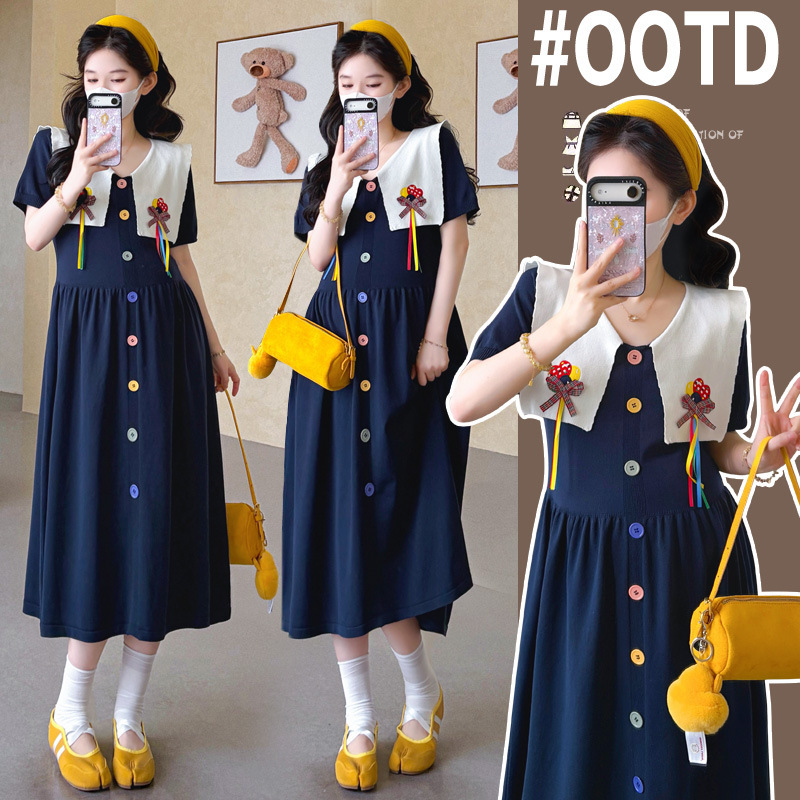 Maternity Dress 2026 New Style Beautiful Dress for Pregnancy, Summer Knit Dress, Korean Style Age-Reducing Princess Dress, Summer Outfit Maternity Dress 2026 New Style Beautiful Dress for Pregnancy, Summer Knit Dress, Korean Style Age-Reducing Princess Dress, Summer Outfit