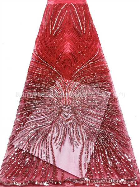 Fabricante nuevo estilo francés multicolor tela de perlas bordadas brillante brindis tela vestido de boda