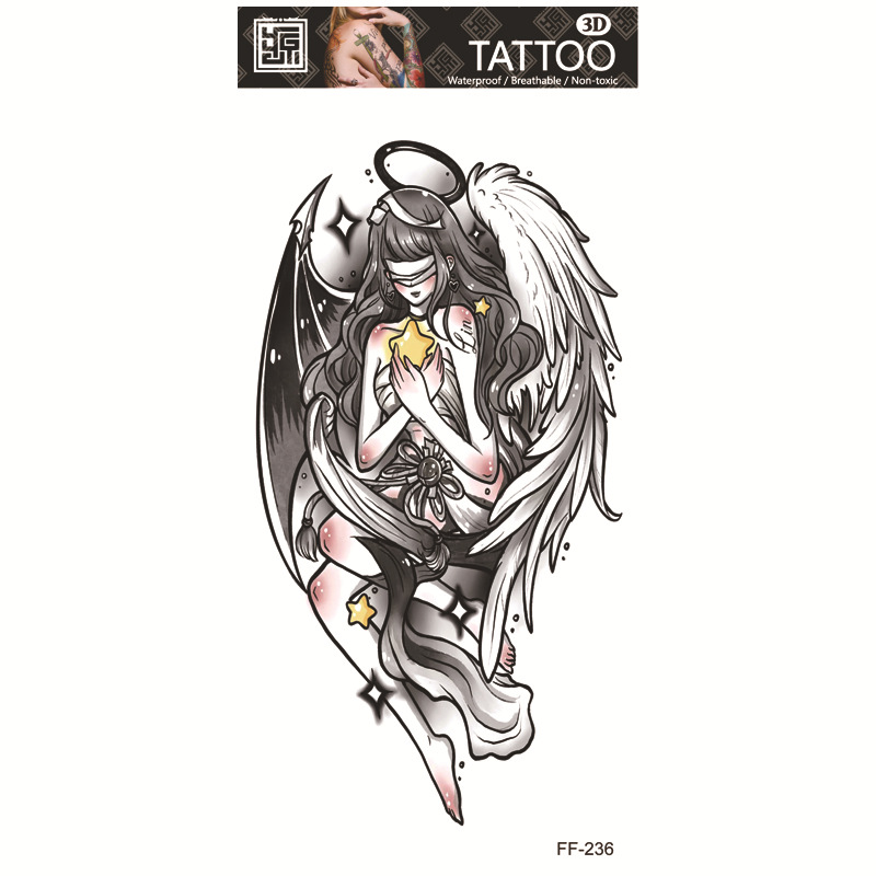 Yuanhua fábrica de pegatinas de tatuaje a prueba de agua en stock al por mayor cabeza de Lobo tótem texto árabe tatuaje pegatinas suministro transfronterizo