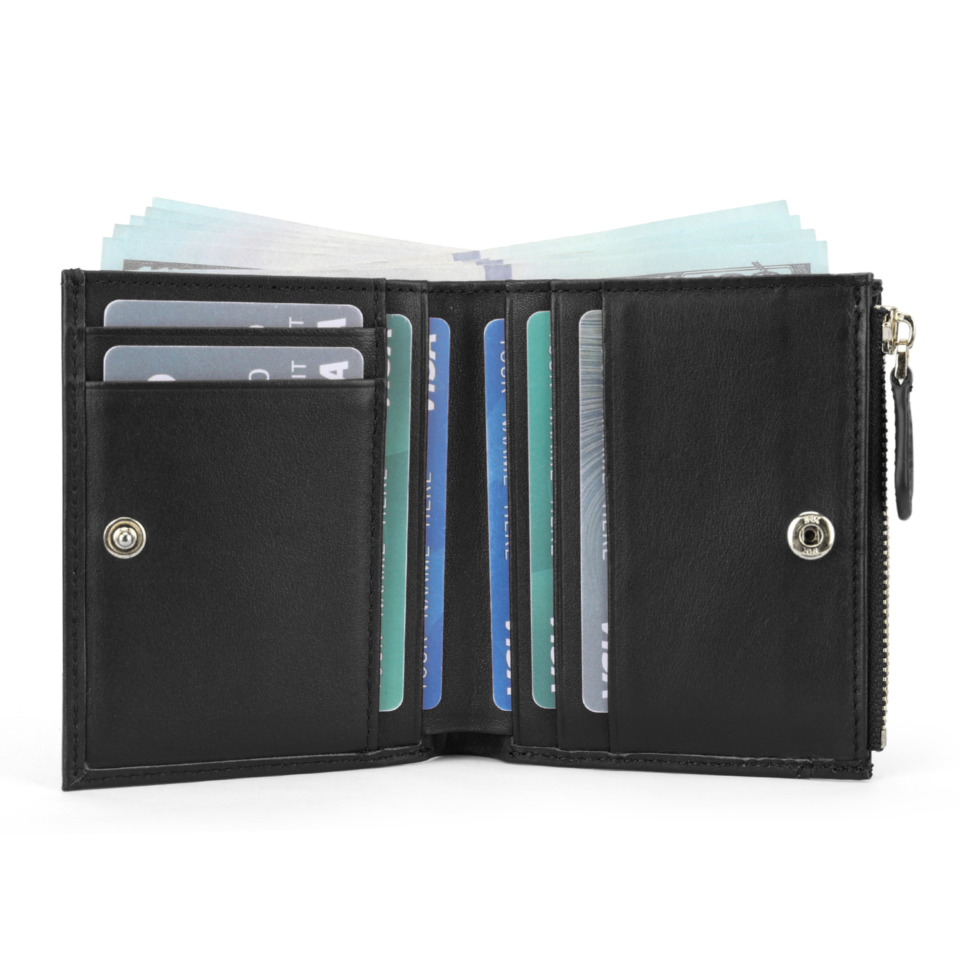 Amazon estilo japonés Napa billetera de cuero multifuncional mini bolsa de cambio ultra delgada cepillo RFID anti-robo billetera de damas