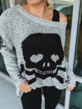J 22531 Skull Pattern Sweater ����ͼ��ë�� ����ѷ�羳ŷ