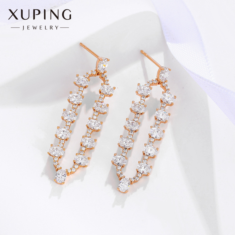 Xupe joyería simple geométrica Oval micro incrustaciones de circonio pendientes Corea del Sur nicho pendientes de estilo frío joyería al por mayor