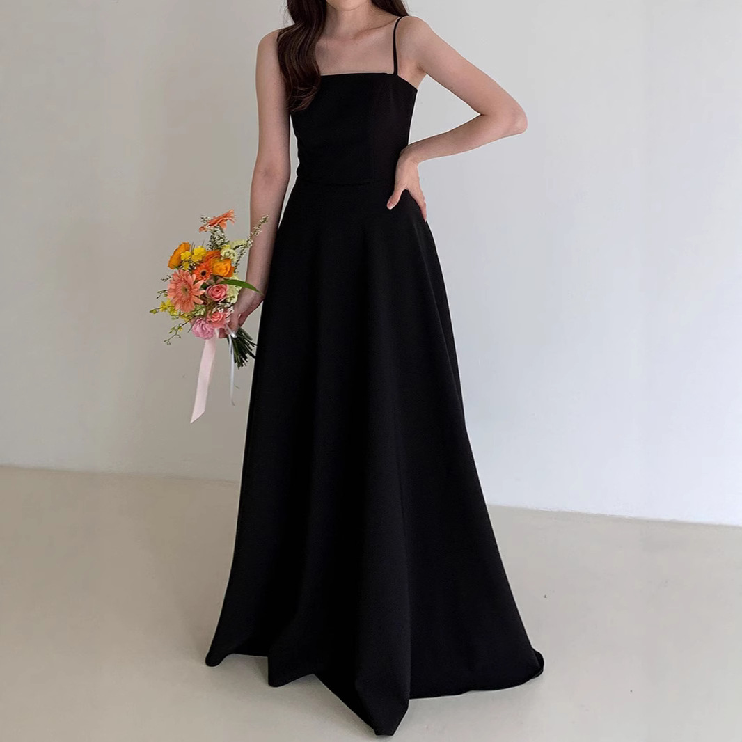 Evening Dress Korean Style Simple Strap Mermaid Niche High-End Engagement Certificate Banquet Elegant Travel Photography Light Wedding Dress for Women