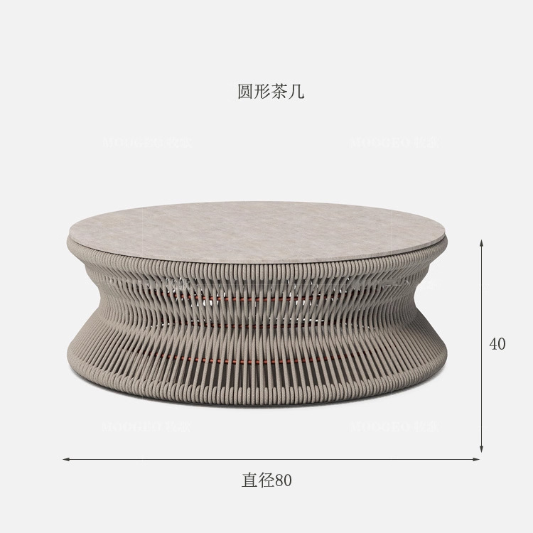 Casual sofá al aire libre tejido de cuerda de cáñamo mesa de té sofá patio al aire libre impermeable moderno sofá mesa de té