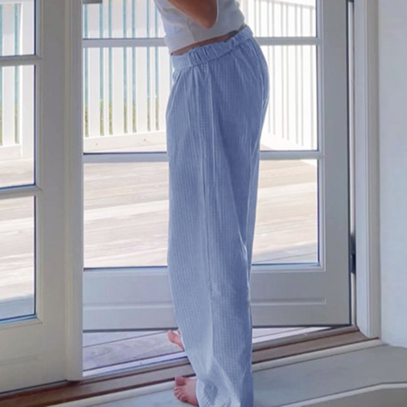 INS 작은 상쾌한 레이스 업 버튼 격자 무늬 느슨한 캐주얼 바지 어린 소녀의 나이 감소 느슨한 올 매치 바지