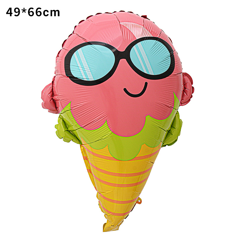 Balón de forma de globo de película de aluminio de forma de helado fiesta de verano decoración de aluminio para niños
