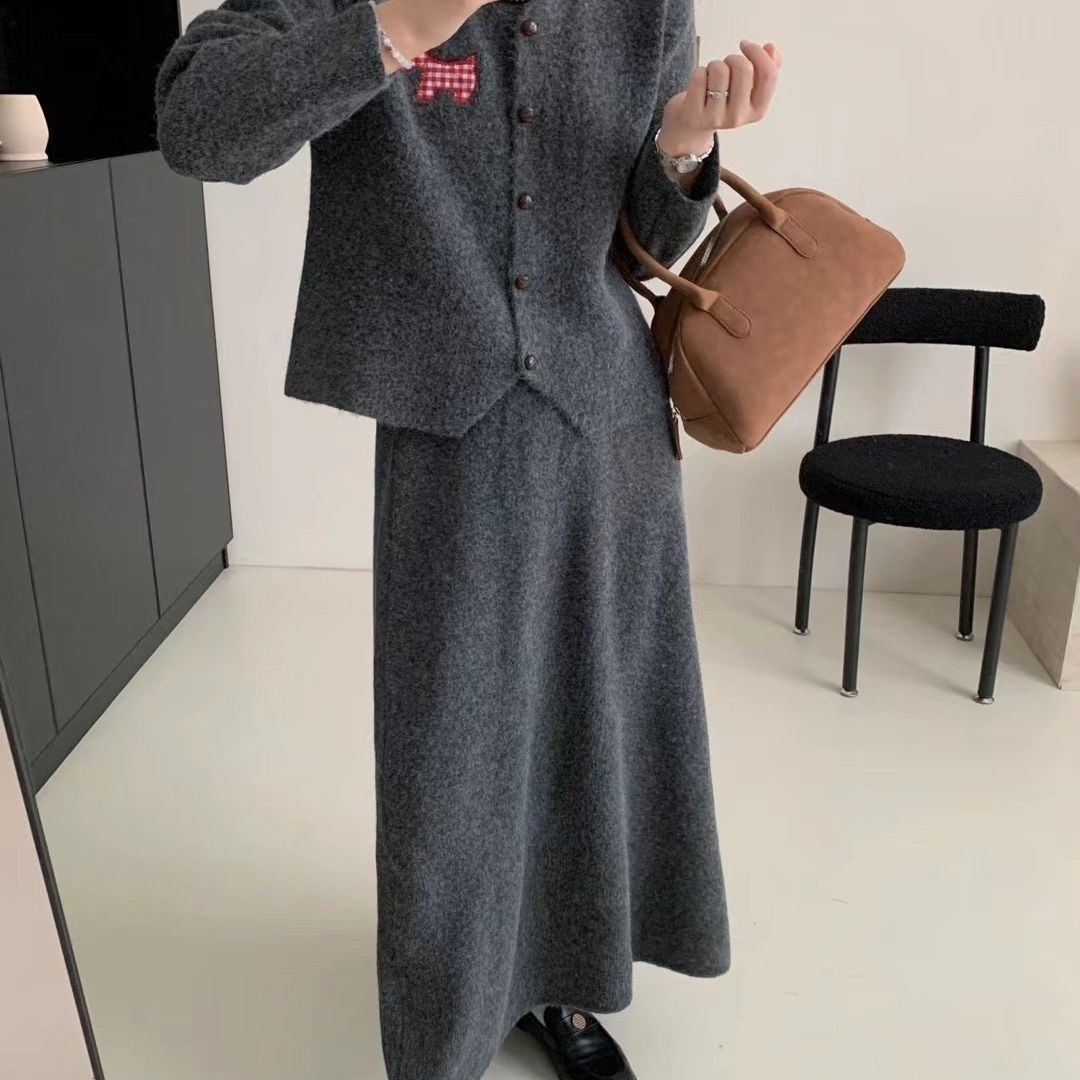 Women's Clothing Long Sleeved Cardigan Top And Skirt Two Piece Set For Women Autumn Outfit Youthful Slimming And Flattering_ecoleips.com