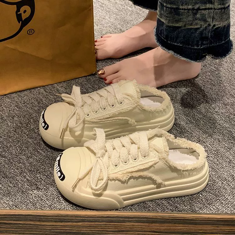 Cloth summer footwear, universal slide platform for leisure, 2023