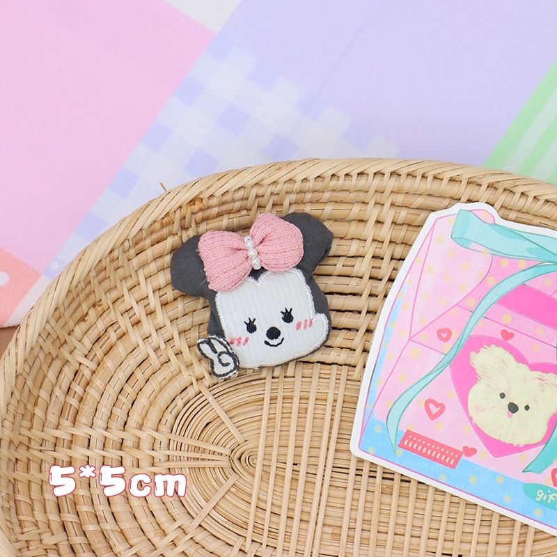 新しい韓国生地かわいいクマブローチヘアピンアクセサリー漫画子犬ピンク KT 人形バッグアクセサリー|undefined