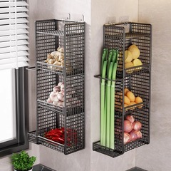 壁掛け収納ラック フルーツ キッチン収納 穴あけ不要 鉄製 壁掛けラック 多層 野菜 調味料 バスケットラック