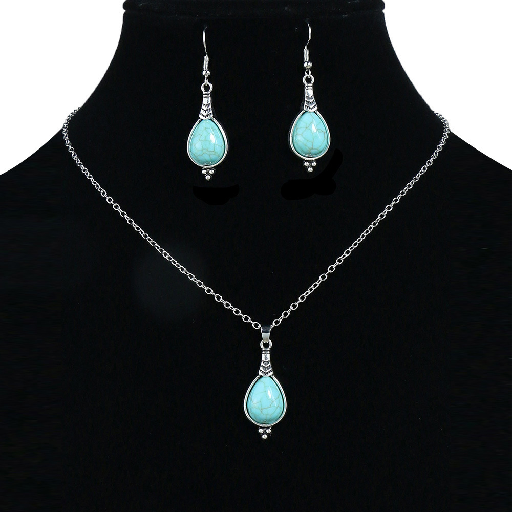 Retro Flower Alloy Turquoise Wholesale Jewelry Set display picture 4