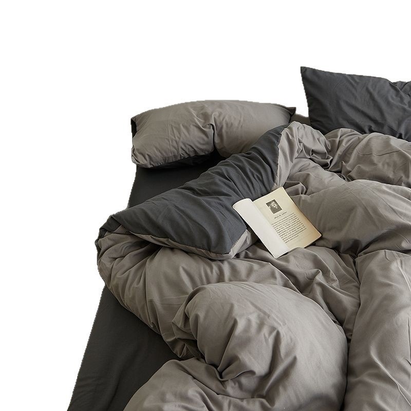 Brushed Fabric Bed Sheet Set Solid Colour Skin-friendly Simple_voghion.com