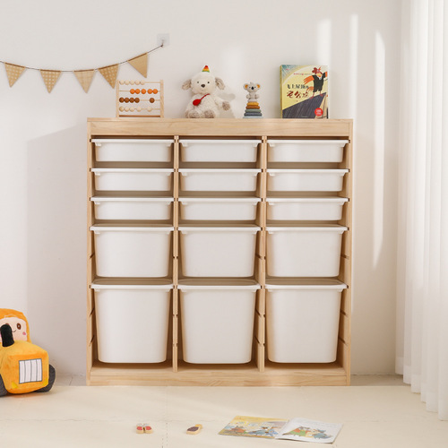 Sch ufat Toy Storage Cabinet Solid Wood Living Room Wall-mounted Large Capacity Toy Cabinet Baby Display Cabinet Montessori Children