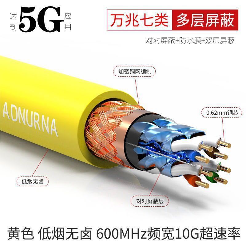 纯铜超六类千兆网线七类万兆工程高速监控无氧铜CAT6家用宽带网线