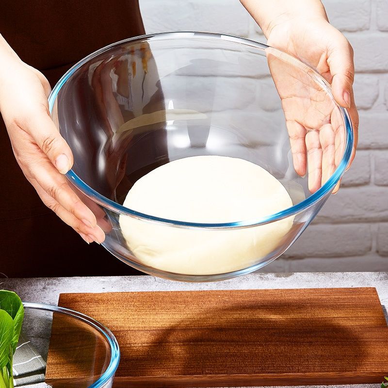 沙拉盆透明玻璃碗微波炉专用家用厨房和面揉面发面烘焙打蛋拌菜|ms
